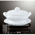 Export ceramic tureen with lid and handles and saucer